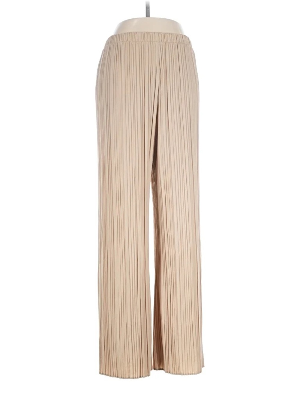 Uniqlo Beige Pleated Wide-Leg Pants